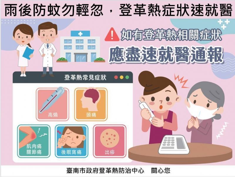 雨後防蚊勿輕忽，登革熱症狀速就醫